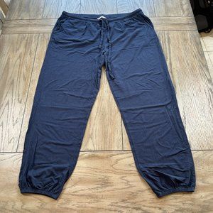 AnyBody Cozy Knit Luxe Pant with drawstring waist and pockets, Navy, L